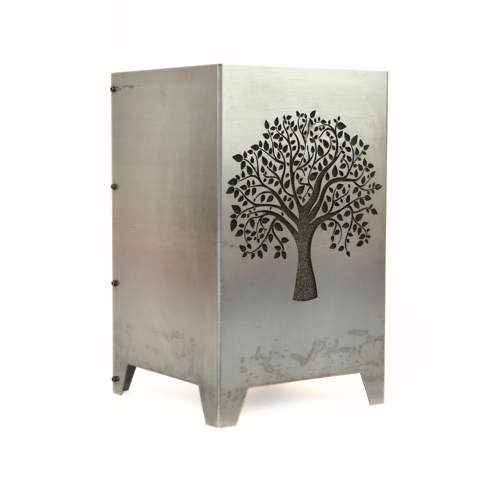 Feuersäule Baum aus Stahl gefertigt. 300 x 300 x 490 mm hoch