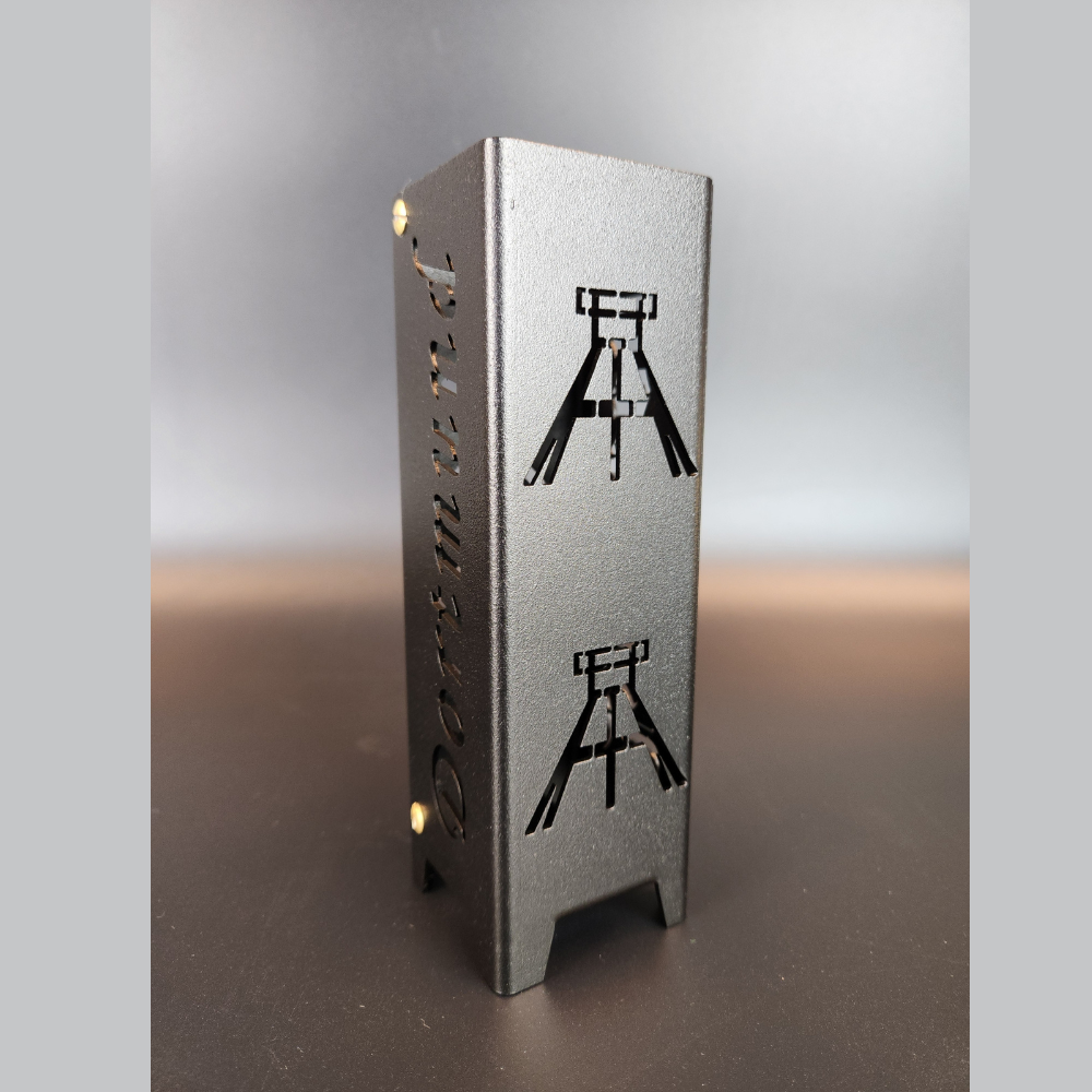 Teelicht Dortmund aus hochwertigen Stahl gefertigt und in schwarz matt feinstruktur pulverbeschichtet