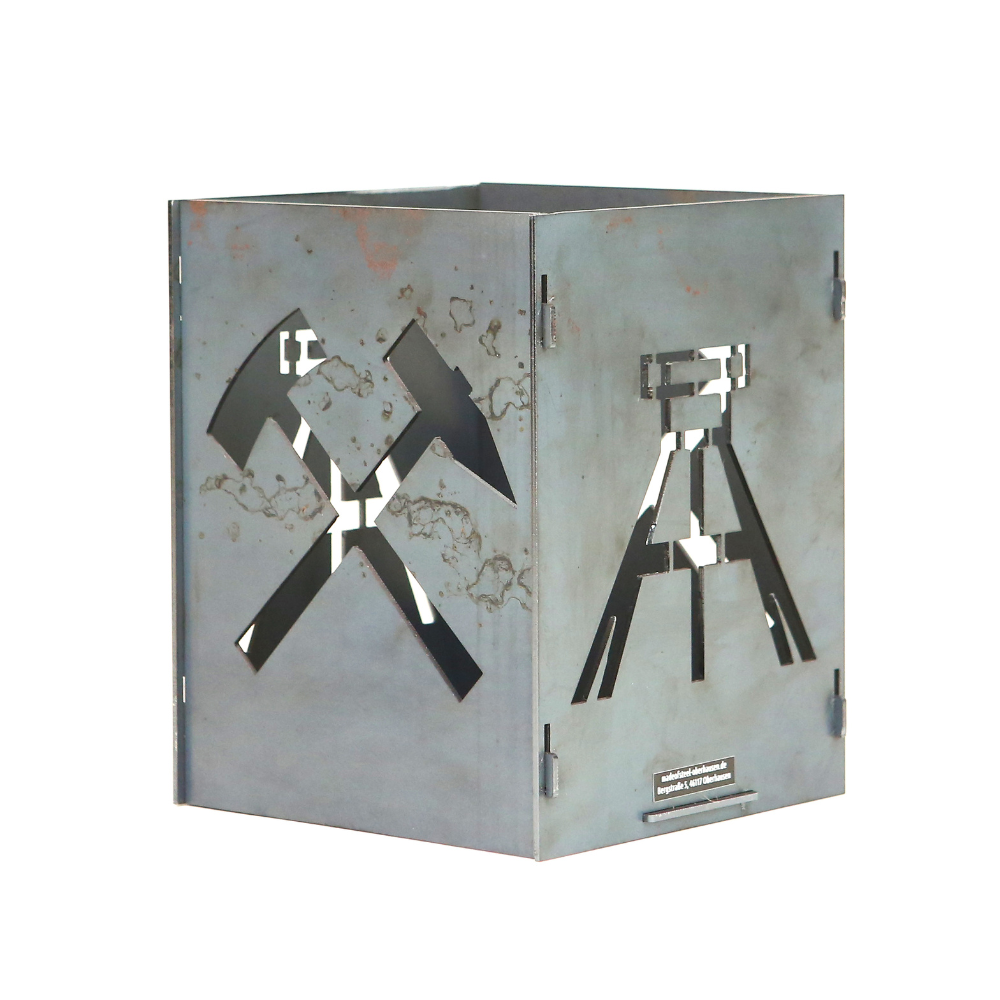 Windlicht zur Tischdekoration im Ruhrpott Style. Schlägel und Eisen Symbole aus allen vier Seiten. Zu beleuchten mit einer Kerze.