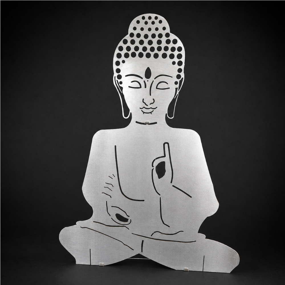 Tara Buddha aus Stahl – große Gartendeko mit Rostpatina