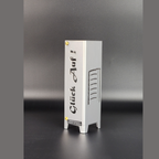 Teelicht Oberhausen aus Metall. Schriftzug Glück auf und Symbol Gasometer in brillant silber pulverbeschichtet