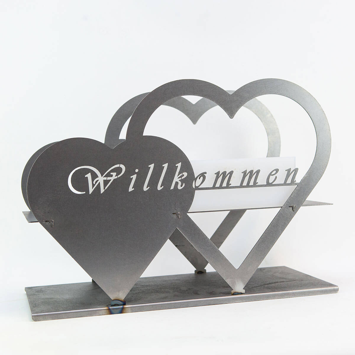 Blumenständer in Herzform aus Stahl