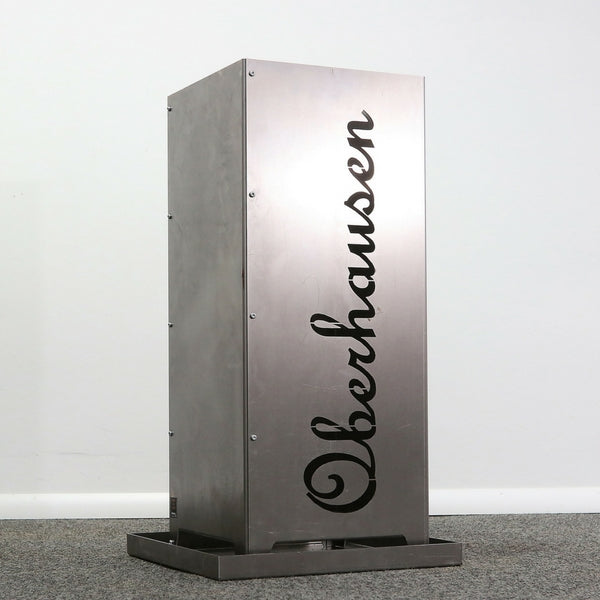 Feuersäule aus Metall Motiv "Oberhausen" - Stahlblech