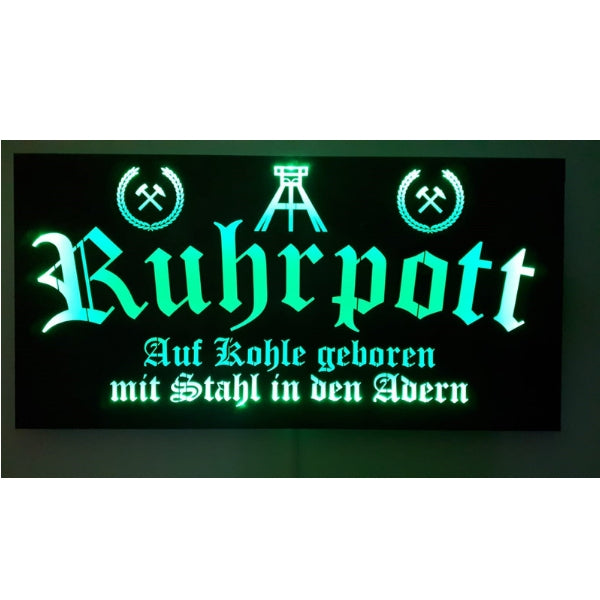 Schild "Ruhrpott - Auf Kohle geboren mit Stahl in den Adern"