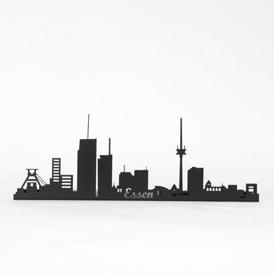 Wanddekoration Skyline Essen aus Stahl in schwarz pulverbeschichtet