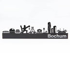 Bochum Skyline aus Metall in Schwarz matt mit bekannten Wahrzeichen als Wanddekoration