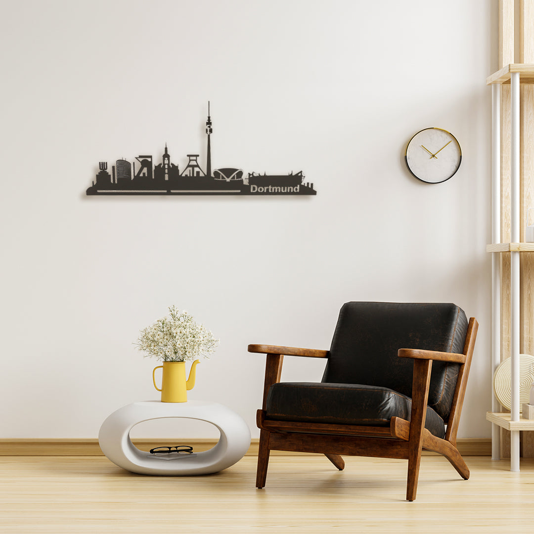 Dortmund Skyline aus Metall mit Dortmunder Sehenswürdigkeiten als Wanddeko von Made of Steel Oberhausen