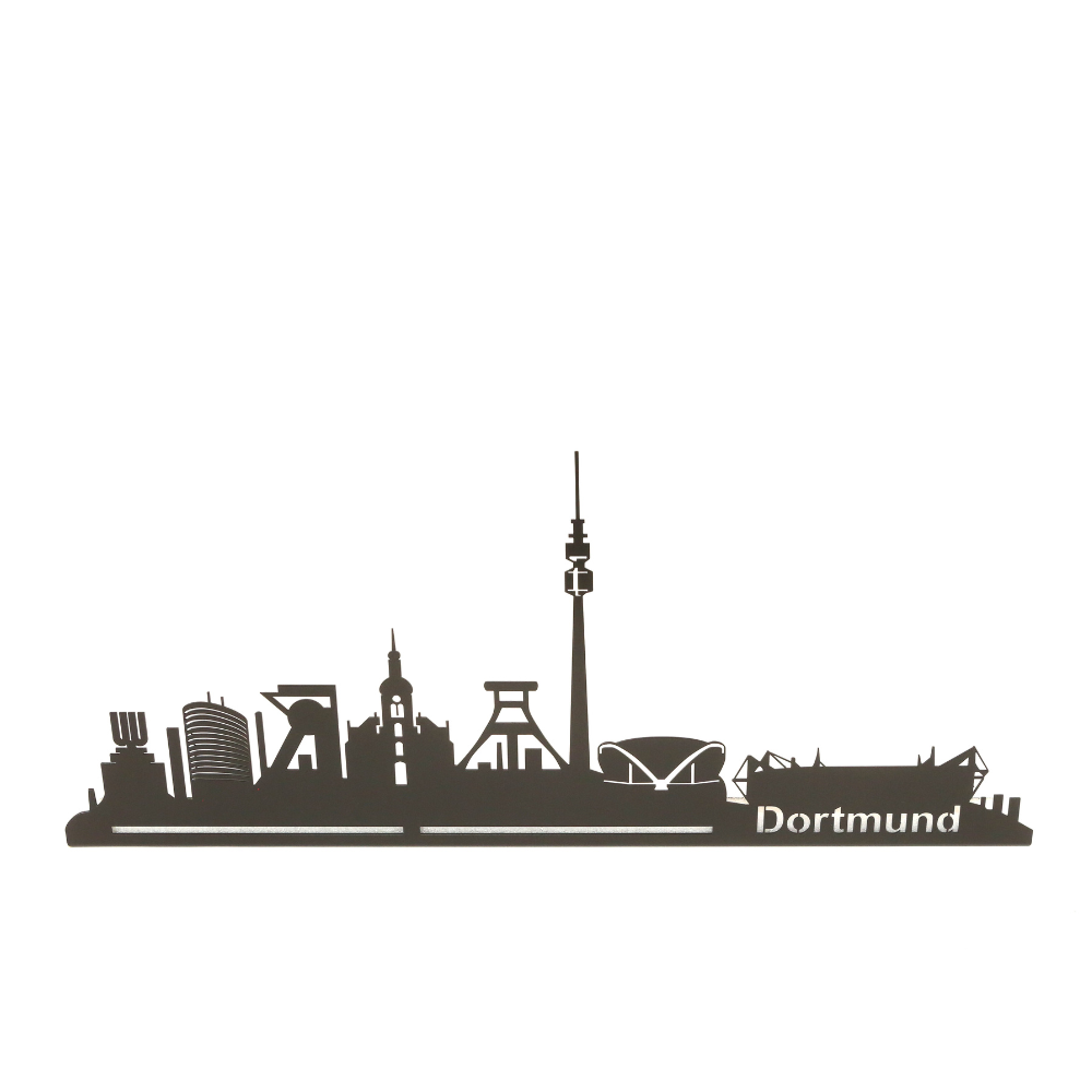 Dortmund Skyline aus Metall mit Dortmunder Sehenswürdigkeiten als Wanddeko von Made of Steel Oberhausen