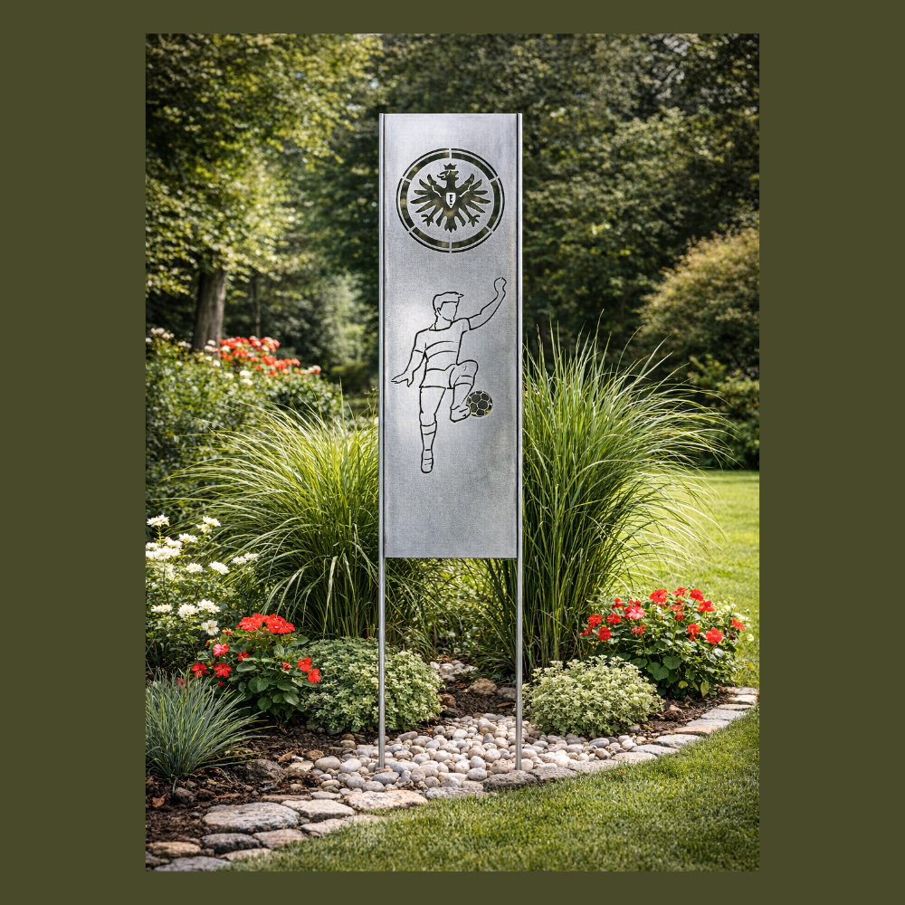 Eintracht Frankfurt Gartenstecker Fußballer aus Stahl mit 995 mm Gesamtlänge