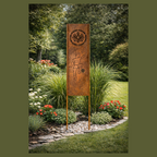 Eintracht Frankfurt Gartenstecker Fußballer aus Stahl mit 995 mm Gesamtlänge. Rostpatina Garten.