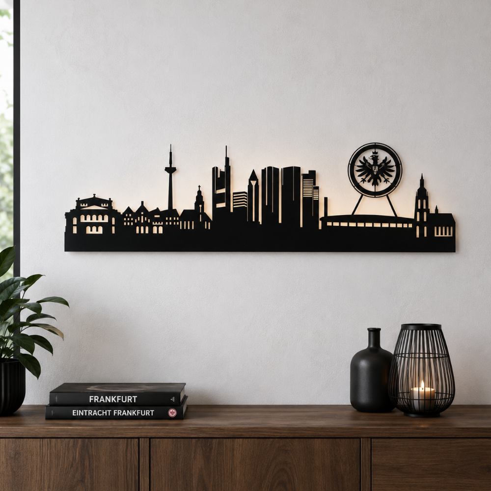 Eintracht Frankfurt Skyline als hochwertiger Fanartikel für die Wand