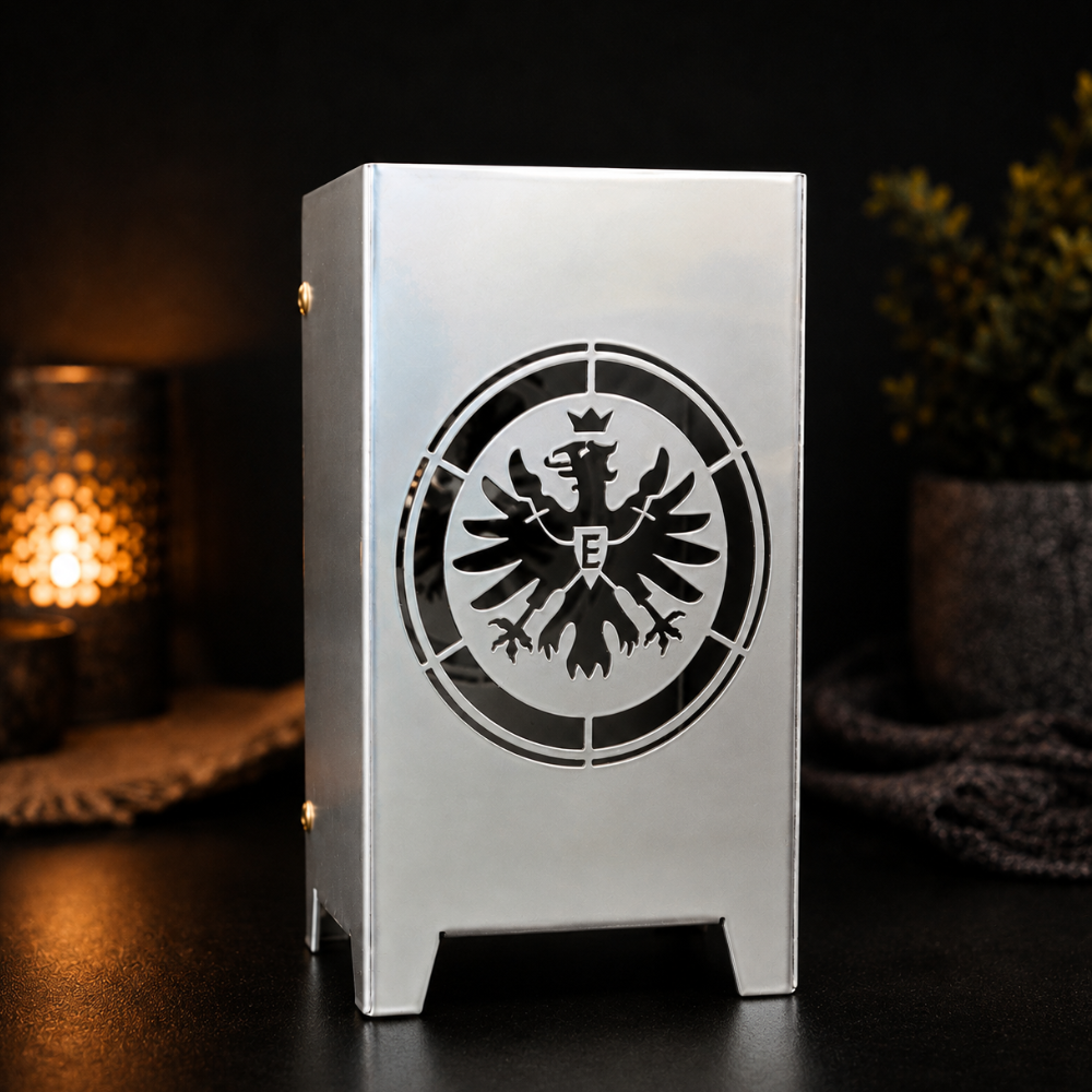 Eintracht Frankfurt Windlicht aus Metall als dekorative Fandeko im Wohnbereich