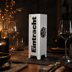 Eintracht Frankfurt Windlicht aus Metall in Brillant Silber mit Eintracht Frankfurt Schriftzug