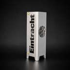 Eintracht Frankfurt Windlicht aus Metall in Brillant Silber mit Eintracht Frankfurt Schriftzug