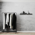 Essen Skyline aus Stahl in Schwarz matt als Wanddekoration