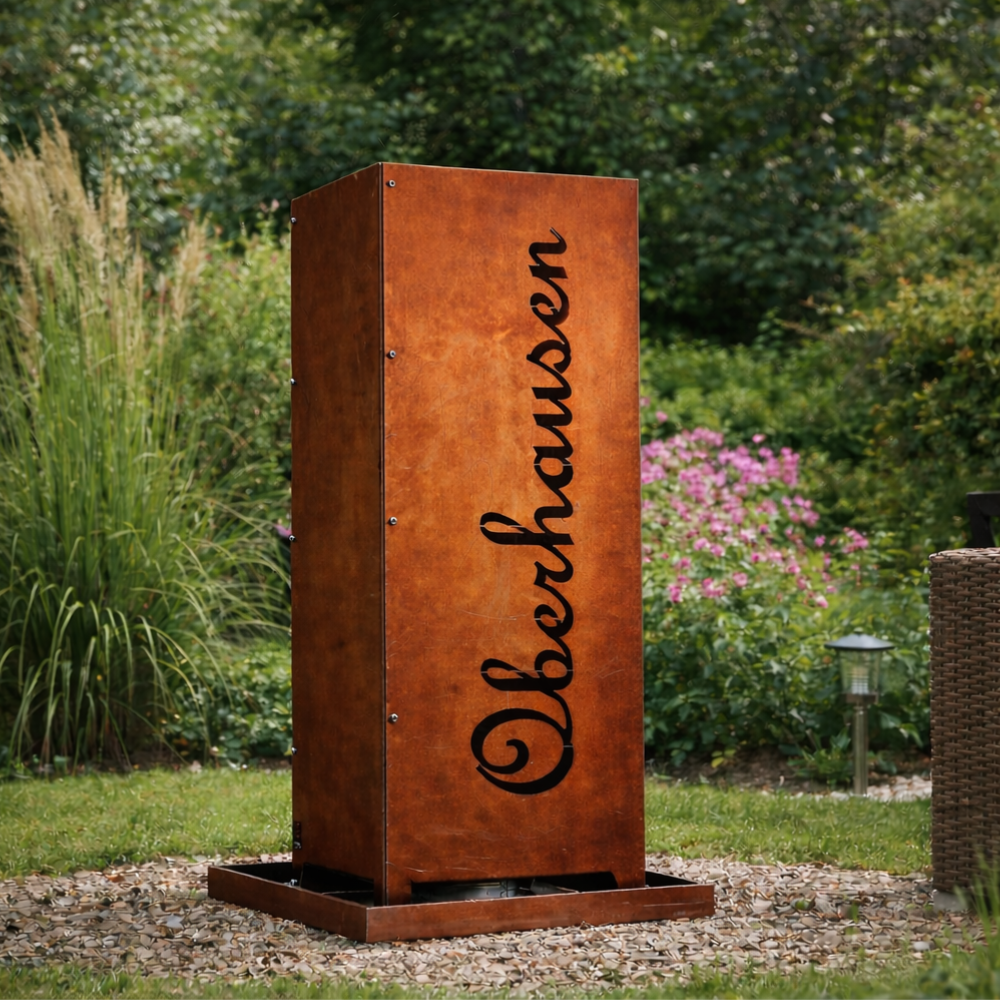 Feuersäule Oberhausen aus Stahl mit natürlicher Rostpatina