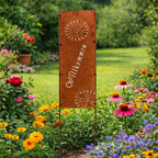 Gartenstecker aus Stahl 995 mm mit natürlicher Rostpatina als Gartendekoration