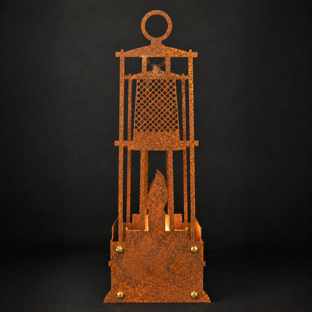 Grubenlampe Windlicht aus Stahl mit natürlicher Rostpatina