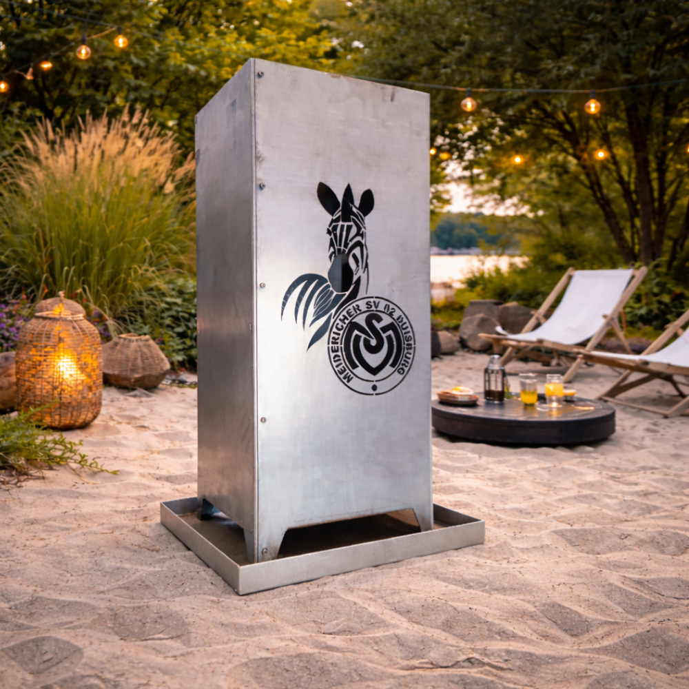 MSV Duisburg Feuersäule aus Stahl – offizielles Lizenzprodukt für Garten und Terrasse