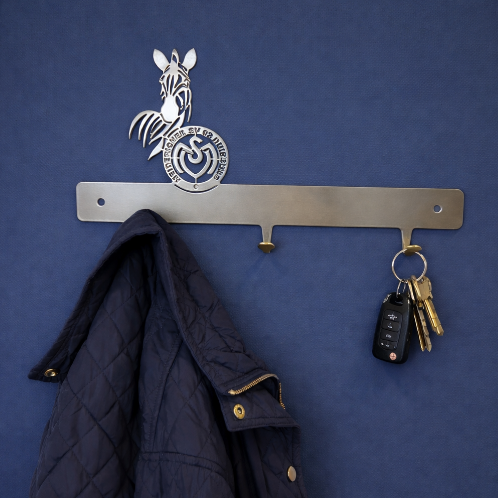 MSV Duisburg kleine Garderobe und Schlüsselbrett mit Logo in Brillant Silber