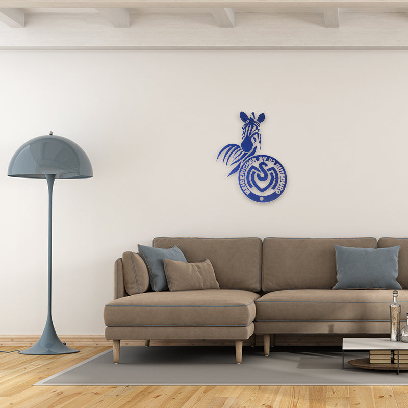 MSV Duisburg Logo Kontur 348 x 490 mm blau pulverbeschichtet