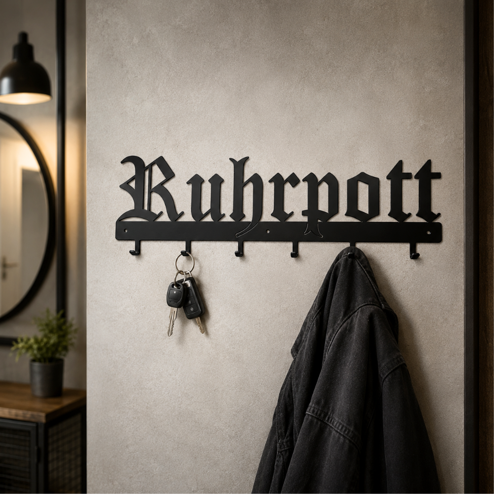 Kleine Garderobe / Schlüsselbrett aus Metall