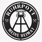 Ruhrpott Schild Meine Heimat aus Metall Ø 488 mm als Wanddeko. schwarz matt pulverbeschichtet