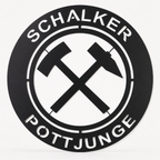 Schild Schalker Pottjunge aus Metall Ø 400 mm als Wanddekoration. schwarz matt pulverbeschichtet