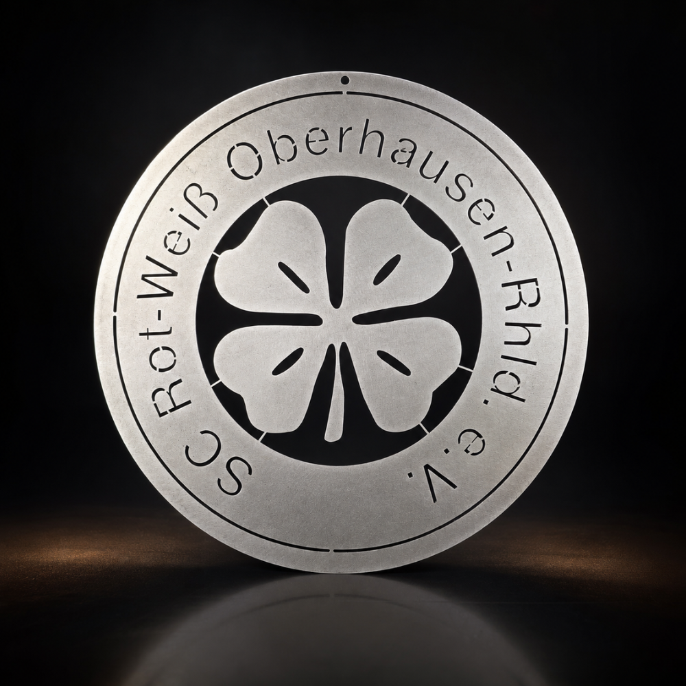 RWO Logo Schild aus Stahl in Brillant Silber pulverbeschichtet